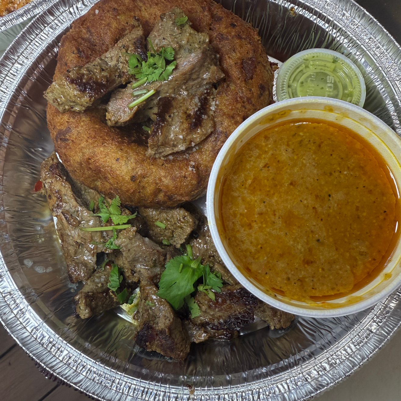 Grilled Beef w/ Mangu Bola.